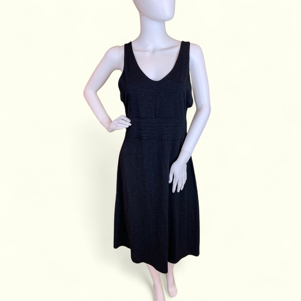 Horny Toad Elegant Black Midi Dress Organic Cotton Adjustable Straps - Picture 3 of 14